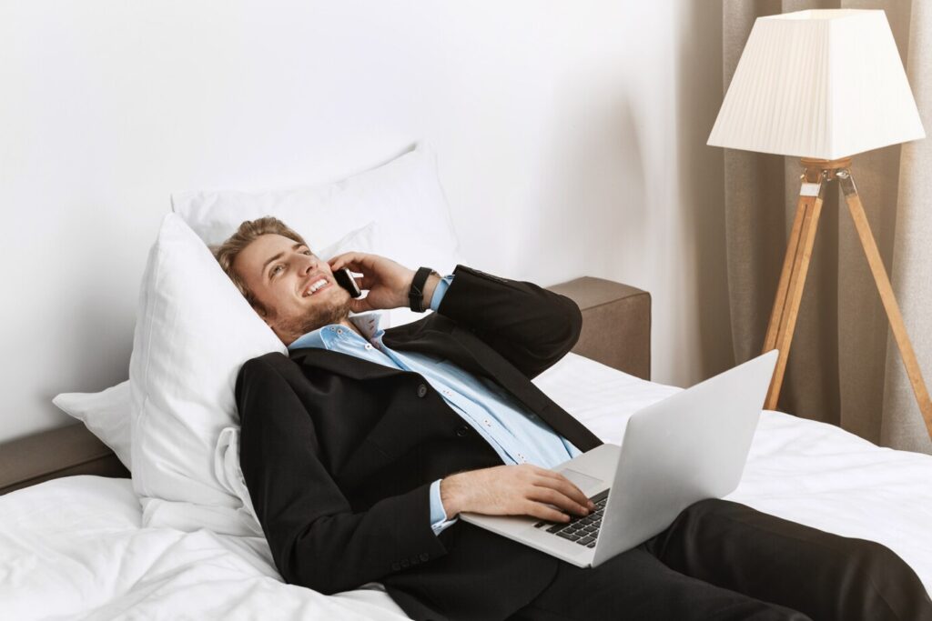 business trip, so comfortable bedding